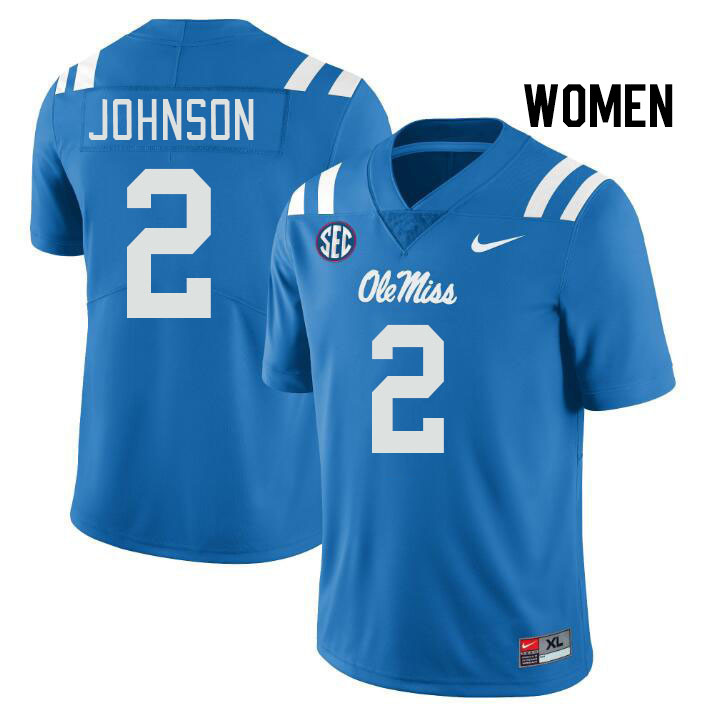 Women #2 Cedric Johnson Ole Miss Rebels College Football Jerseys Stitched Sale-Power Blue
